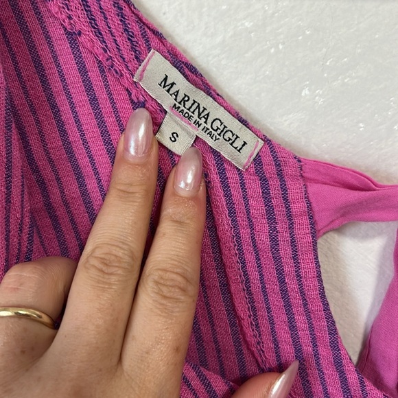 Marina Gigli pink made in italy linen cotton blend open back shift dress - Picture 4 of 8